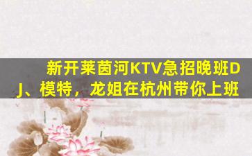 新开莱茵河KTV急招晚班DJ、模特，龙姐在杭州带你上班